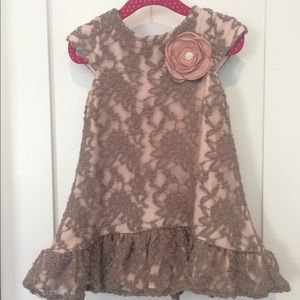 Pippa & Julie floral dress lace rose taupe 3T